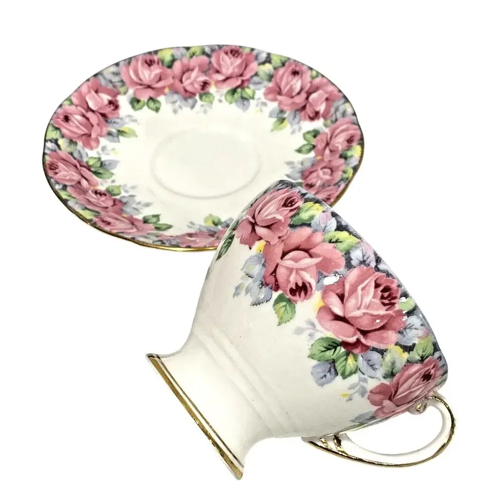 Royal Standard Rose Of Sharon Footed Tea Cup & Saucer Set Bone China England
